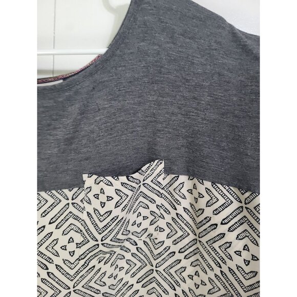 KNOX ROSE Women's SZ LG Short Sleeve Geometric Print Blouse Cream Gray - Picture 3 of 9